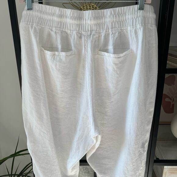 Athleta Cabo White 100% Linen High Rise Cropped Joggers Women’s Size 20 - Picture 8 of 15